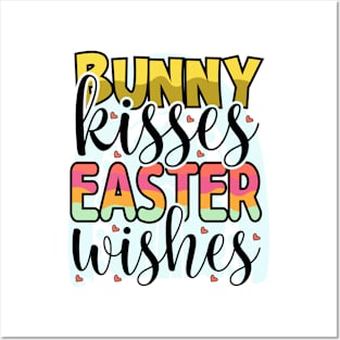 Bunny Kisses Easter Wishes - Happy Easter Day Posters and Art